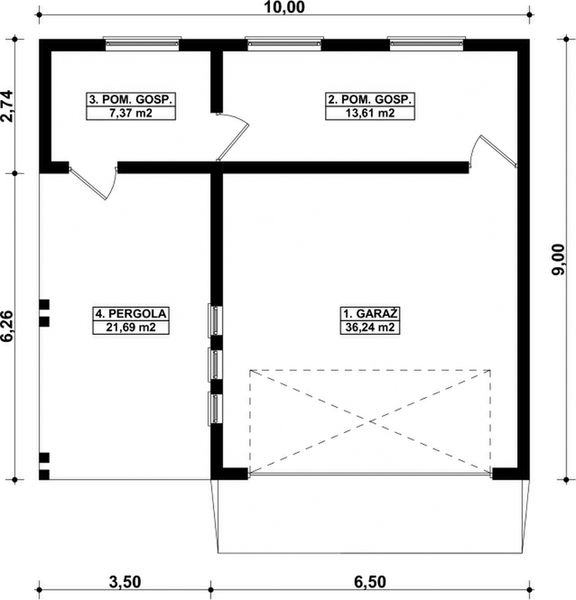 Parter projektu G199 - Budynek garażowo - gospodarczy