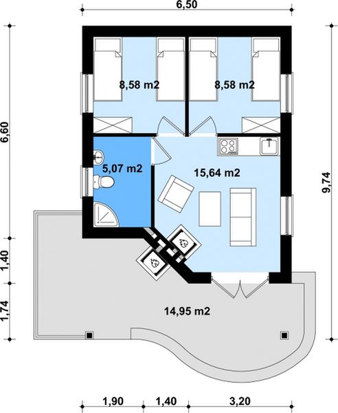 Parter projektu G135 - Budynek letniskowy