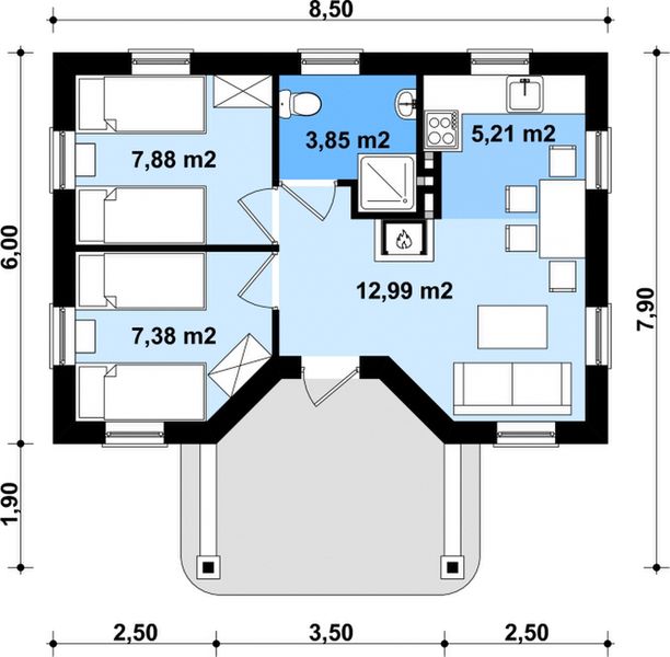Parter projektu G132 - Budynek letniskowy