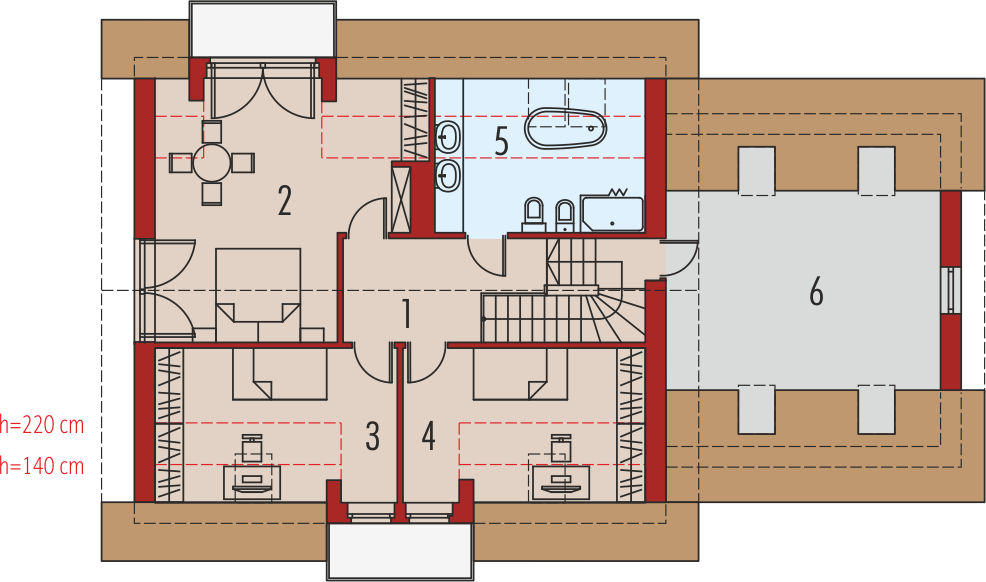 Projekt domu Amaranta G2 multi-comfort - rzut poddasza, dom liczy 4 pokoje, 2 łazienki i wc