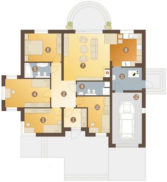 Parter projektu Bączek z garażem 1-st. [A]