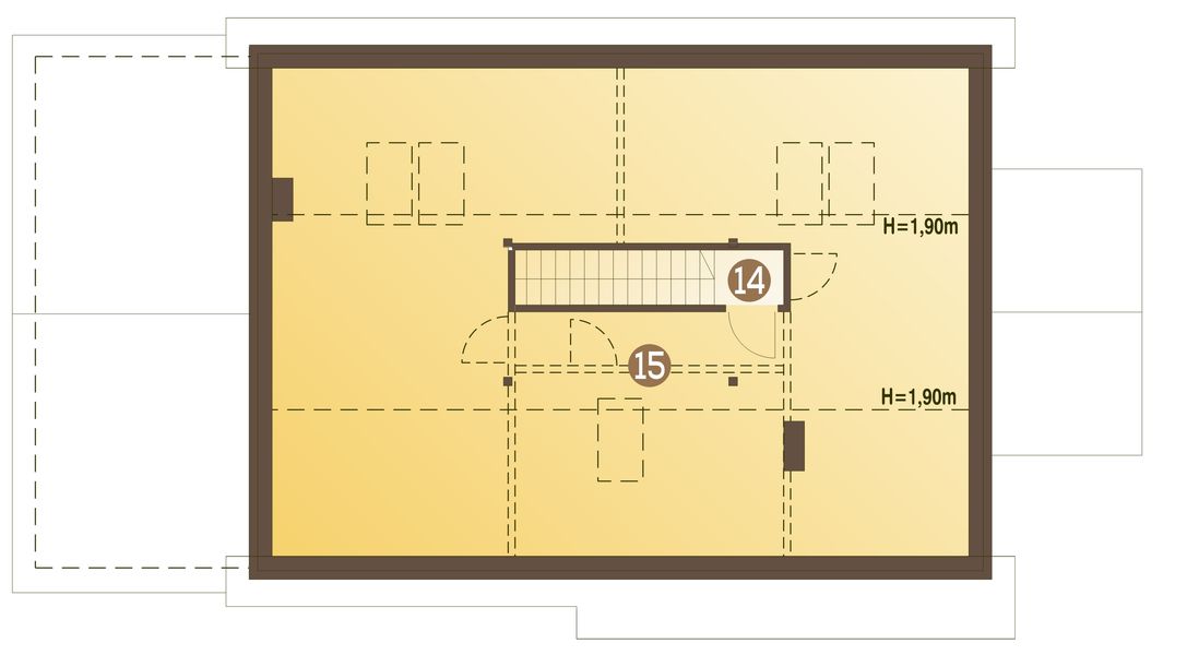 Projekt domu Hirek z garażem 1-st. [A] - rzut poddasza, dom liczy 3 pokoje, 2 łazienki i wc
