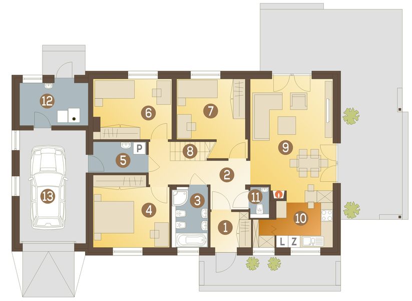 Parter projektu Hirek trend z garażem 1-st. [A]