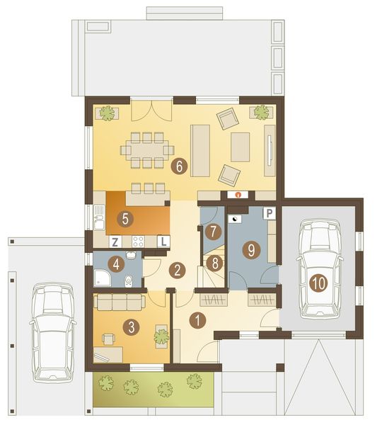 Parter projektu Mars z garażem 1-st. [A]