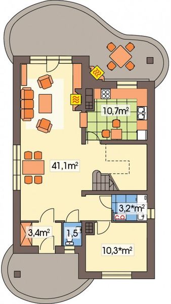 Parter projektu Poziomka energo+ wersja A bez garażu