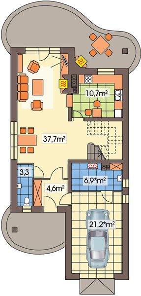 Parter projektu Poziomka paliwo stałe energo+ wersja B z poj. garażem