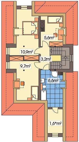 Poddasze projektu Poziomka paliwo stałe energo+ wersja B z poj. garażem