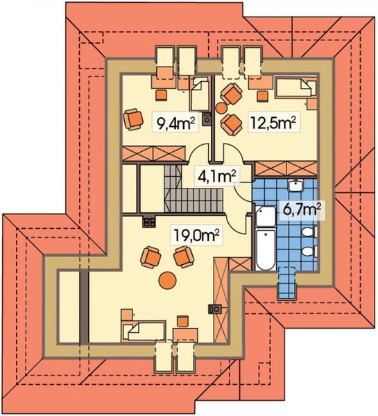 Poddasze projektu Róża 2B 2 garaże