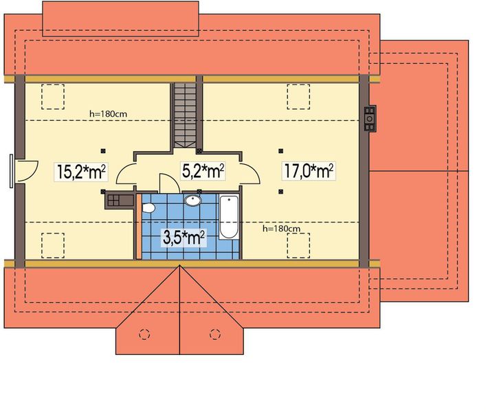 Poddasze projektu Sielanka 100 MDM wersja A z pojedynczym garażem paliwo stałe