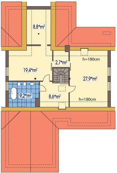 Poddasze projektu Ambrozja 2 wersja D z poddaszem do adaptacji z podwójnym garażem ps