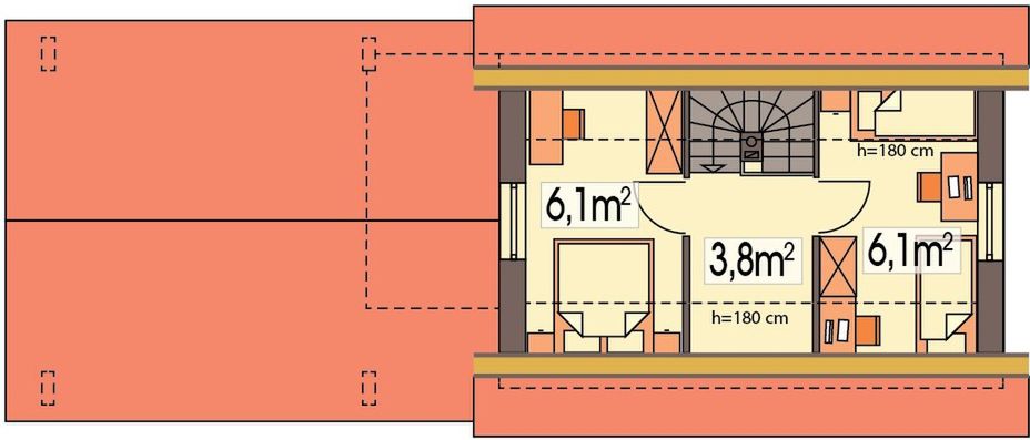 Poddasze projektu Jacek wersja B z wiatą na 2 auta paliwo stałe