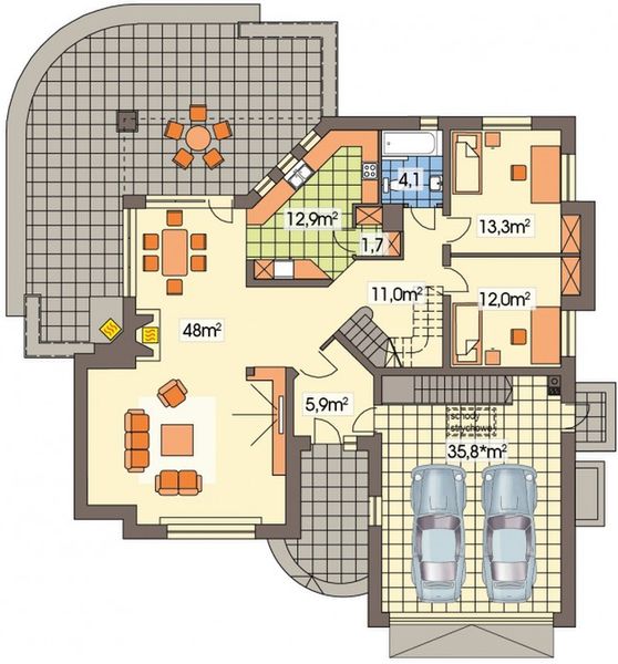Parter projektu Lawenda 2B z piwnicą