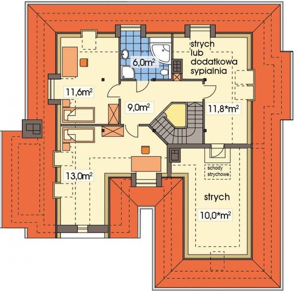 Poddasze projektu Lawenda 2B z piwnicą