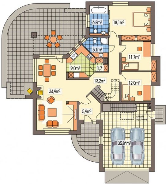 Parter projektu Lawenda A z piwnicą