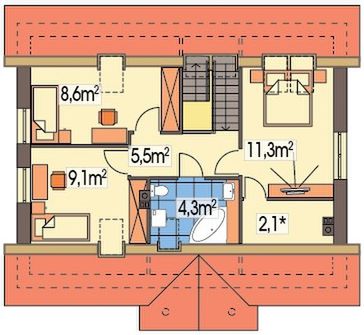 Poddasze projektu Sosenka 1 energo+ wersja A bez garażu paliwo stałe