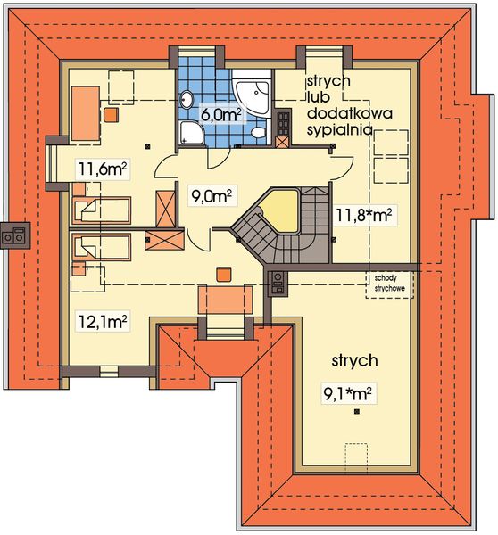 Poddasze projektu Lawenda 2A