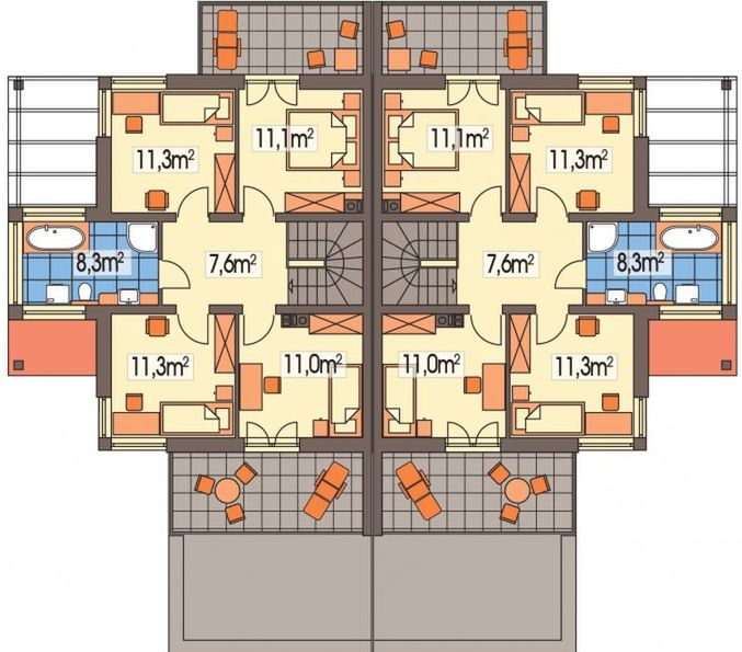 Piętro 1 projektu Willa Słoneczna bliźniak paliwo stałe