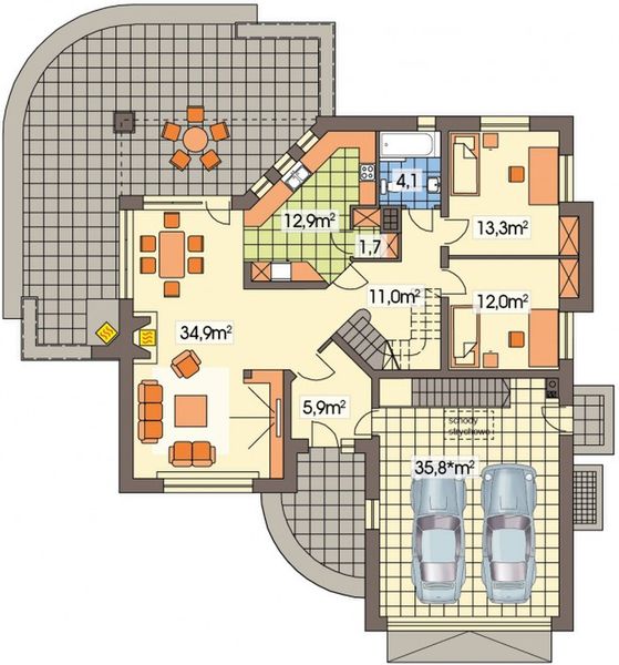 Parter projektu Lawenda 2A z piwnicą