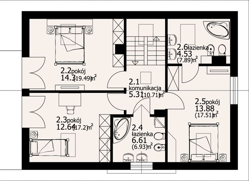 Poddasze projektu Osiek 31 m