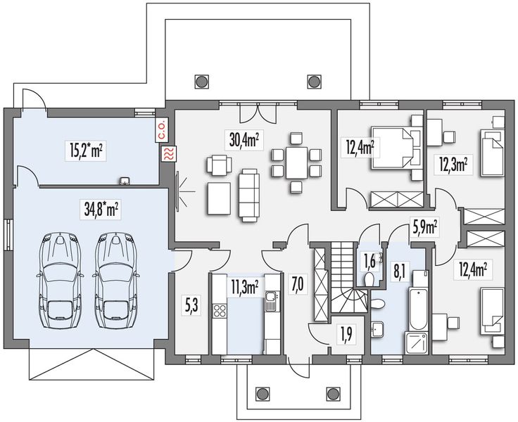 Parter projektu Anita Dworek wersja B z podwójnym gar. paliwo stałe