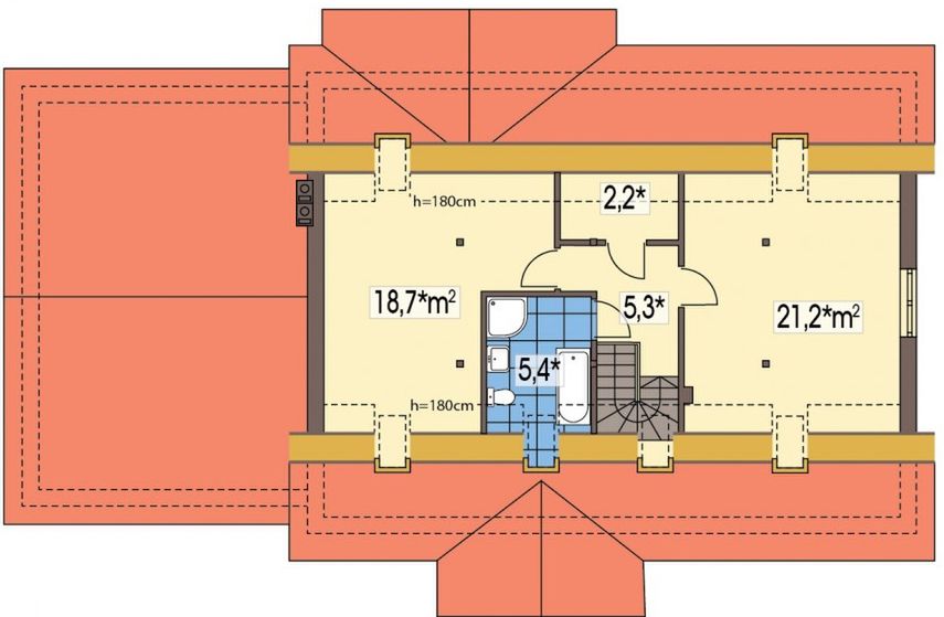 Poddasze projektu Anita Dworek wersja B z podwójnym gar. paliwo stałe
