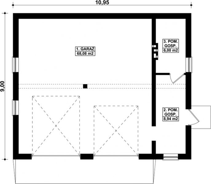 Parter projektu G142 - Budynek garażowo - gospodarczy