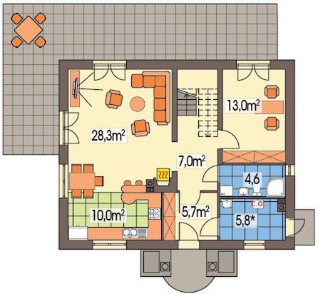 Parter projektu Sosenka 1 energo+ wersja A bez garażu
