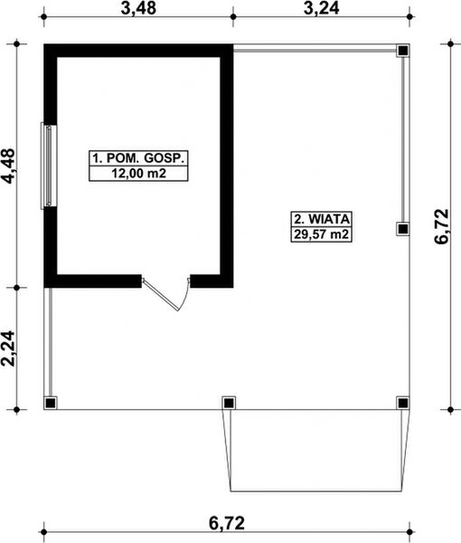 Parter projektu G125 - Budynek gospodarczy