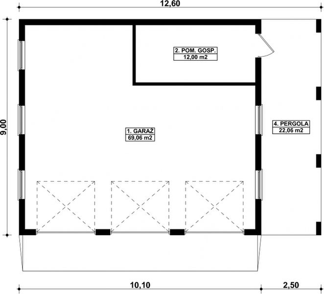 Parter projektu G185 - Budynek garażowo - gospodarczy