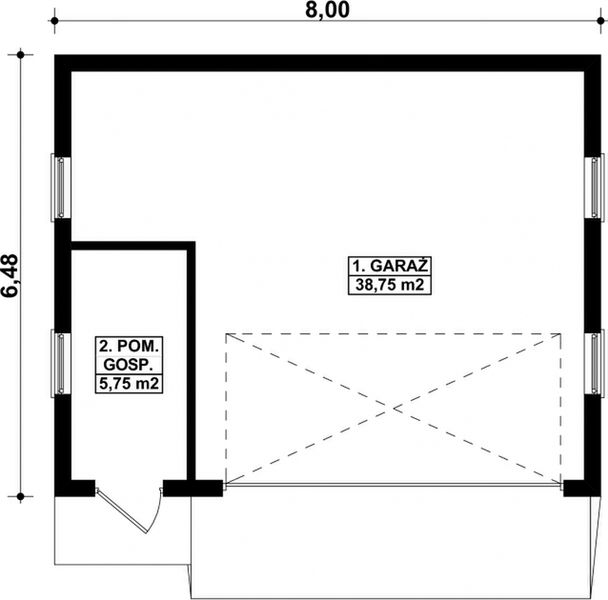 Parter projektu G131 - Budynek garażowy