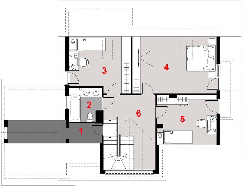 Poddasze projektu D34 - Antoni wersja drewniana
