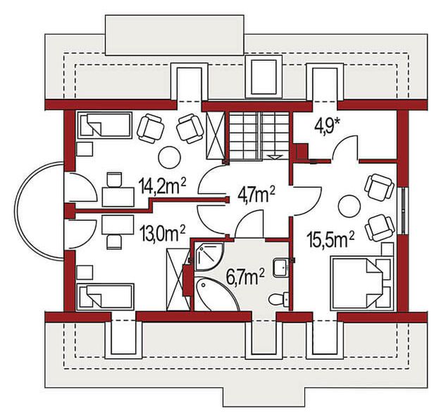 Poddasze projektu Ewa 2C