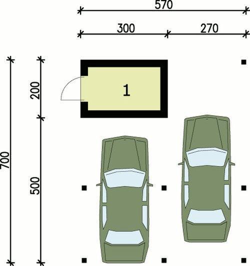 Parter projektu G67 szkielet drewniany, wiata garażowa