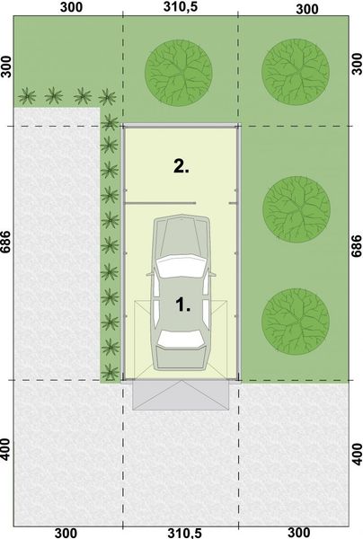 Projekt budynku gospodarczego GB42 budynek gospodarczy - rzut parteru, dom liczy 0 pokoje, 0 łazienki i wc