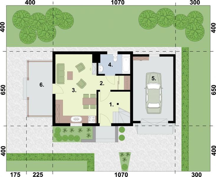 Parter projektu Orlean 5 dom letniskowy z poddaszem
