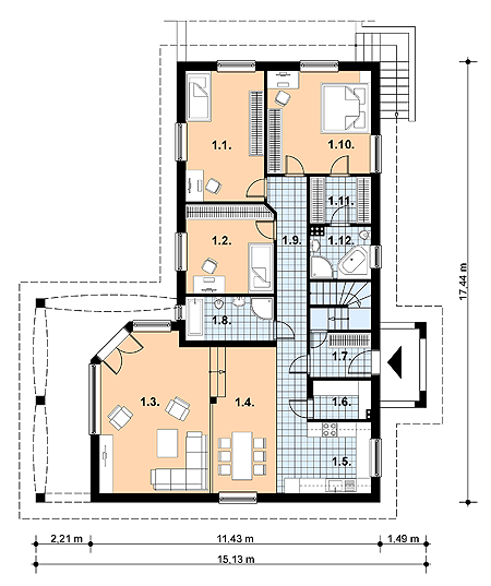 Parter projektu L-10 Dom żelazna murowany