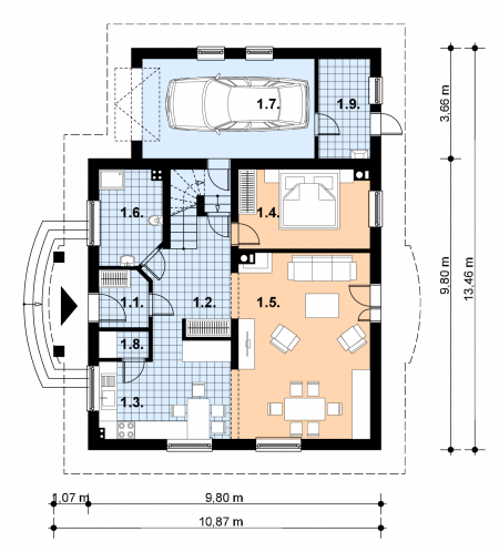 Parter projektu A-117 Dom tradycyjny
