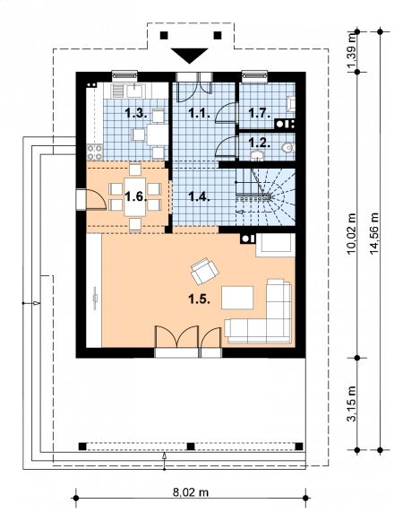 Parter projektu A-118 Dom tradycyjny