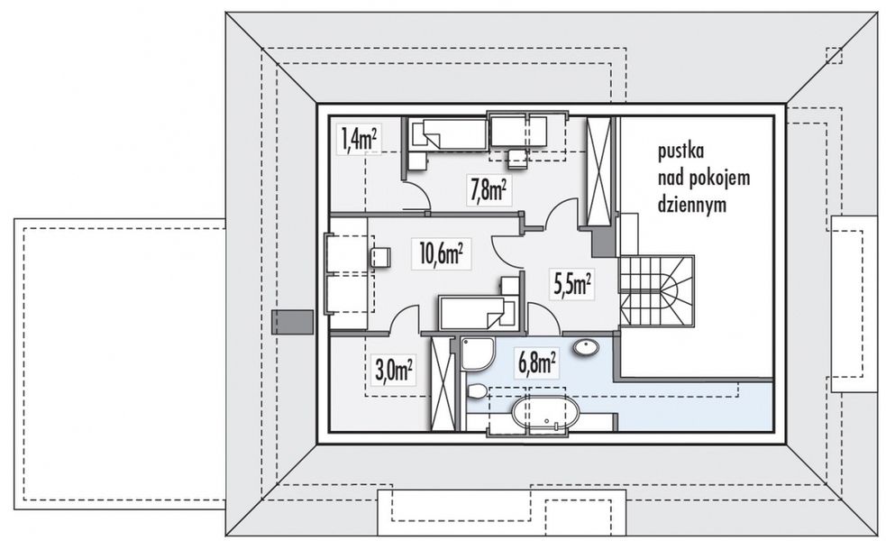 Poddasze projektu Alabama 2D 2-garaże