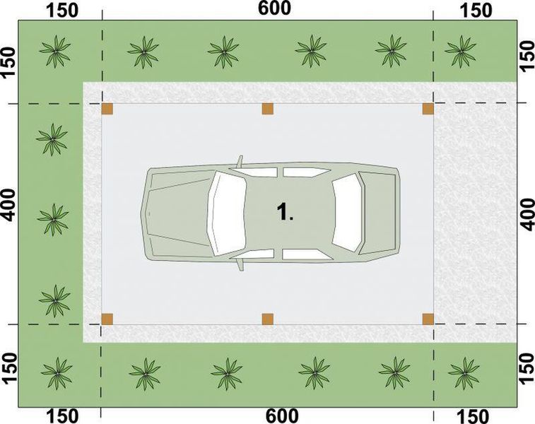 Parter projektu W3 Wiata garażowa jednostanowiskowa