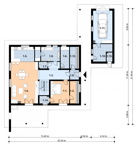 Parter projektu A-121 Dom tradycyjny