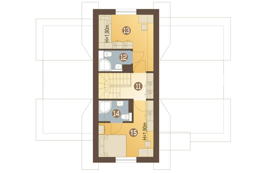 Poddasze projektu Artur III z garażem 1-st. [A]