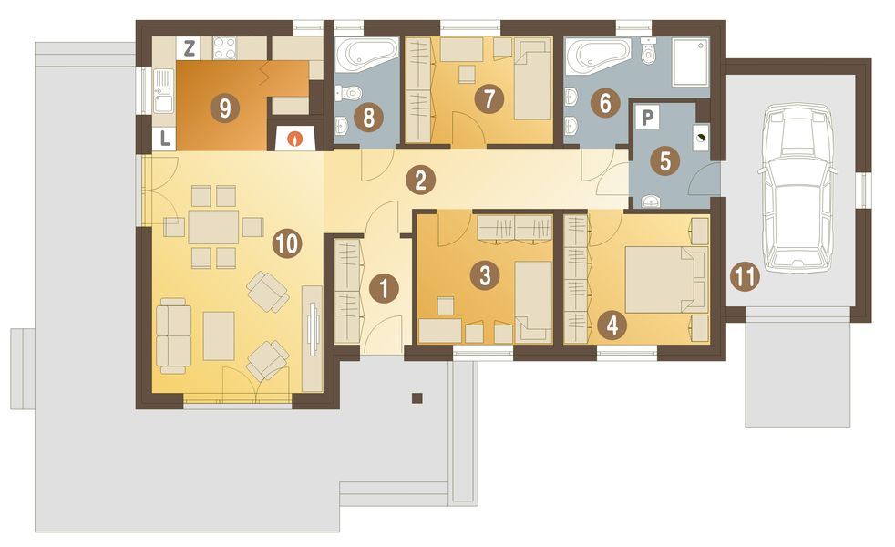 Parter projektu Dawid z garażem 1-st. [A]