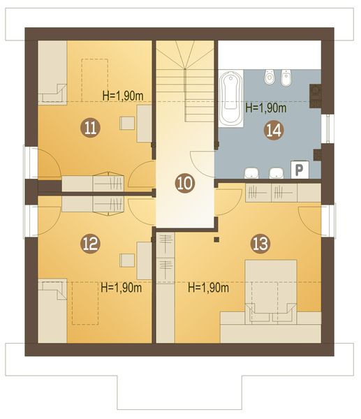 Poddasze projektu Jarząbek II z garażem 1-st. [A]