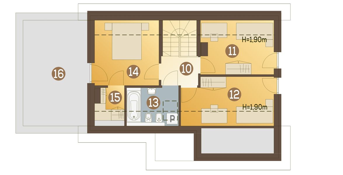 Poddasze projektu Ogi z garażem 1-st. [A]