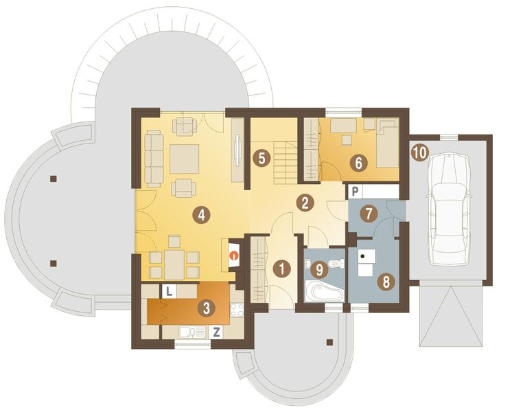 Parter projektu Sabina III z garażem 1-st. [A]
