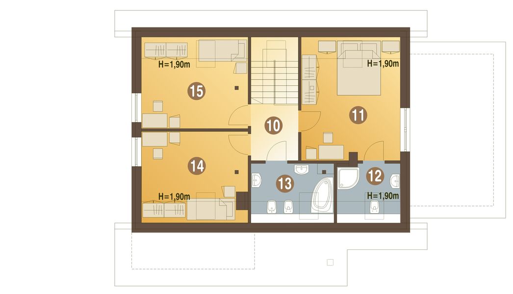 Poddasze projektu Sabina III z garażem 1-st. [A]