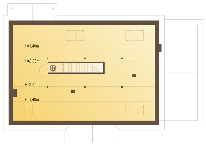 Poddasze projektu Derkacz z garażem 1-st. [A]