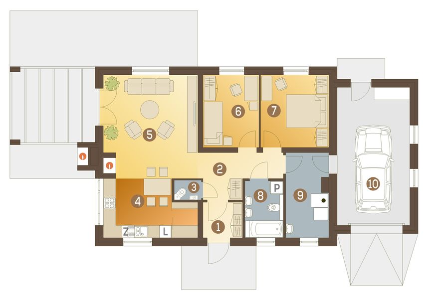 Parter projektu Michał z garażem 1-st. [A]