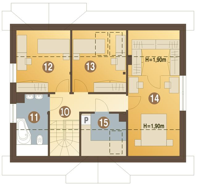 Poddasze projektu Inka z garażem 1-st. [A]